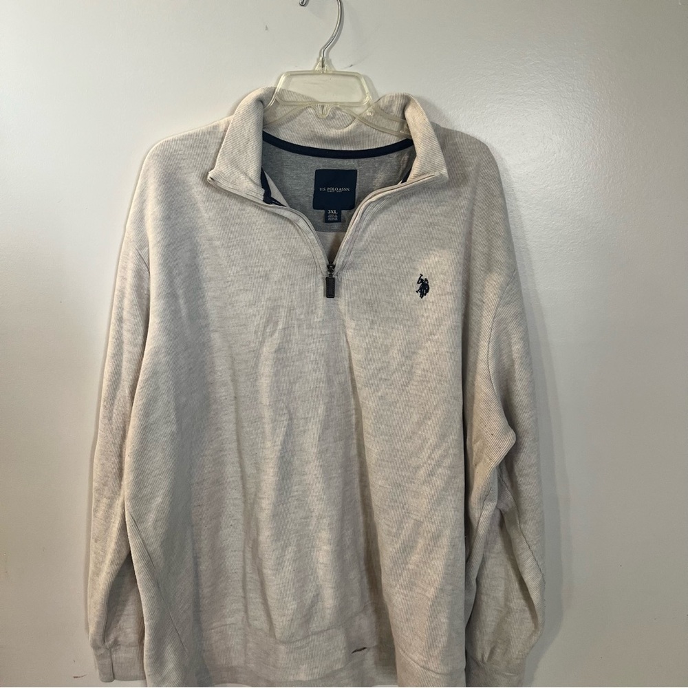 U.S. Polo Assn. Men's Cream Half-Zip Pullover Sweater